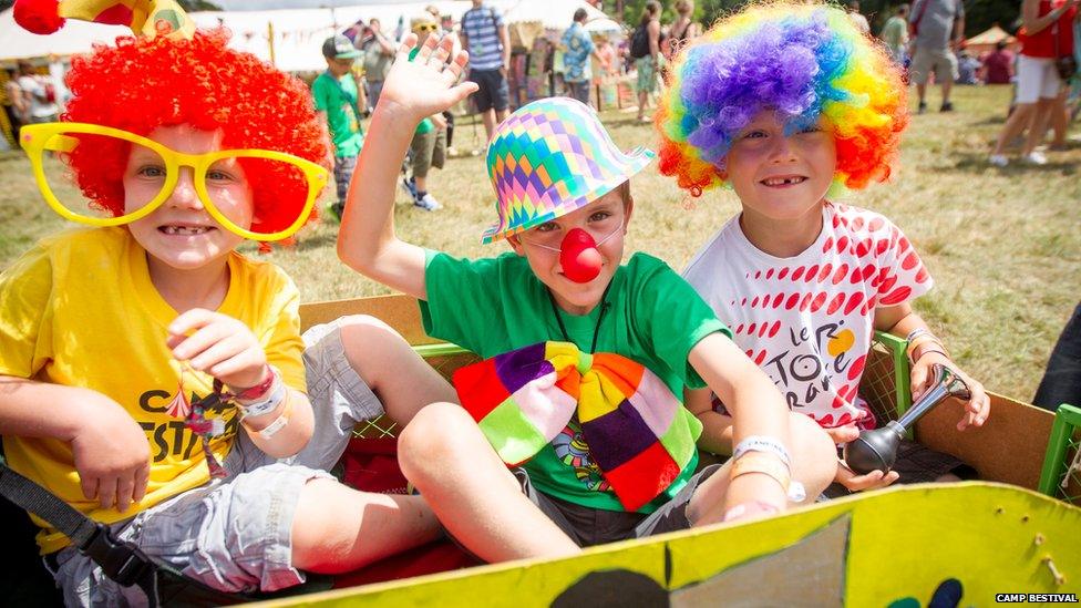 Children dressed up as clowns