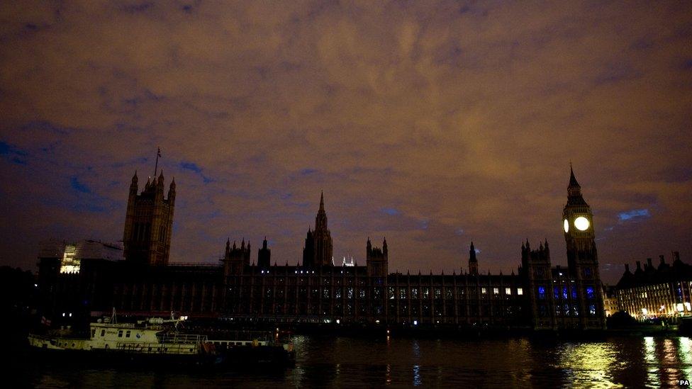 Lights switched off at the Houses of Parliament