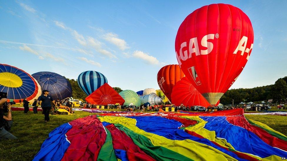 Balloons preparing to be inflated