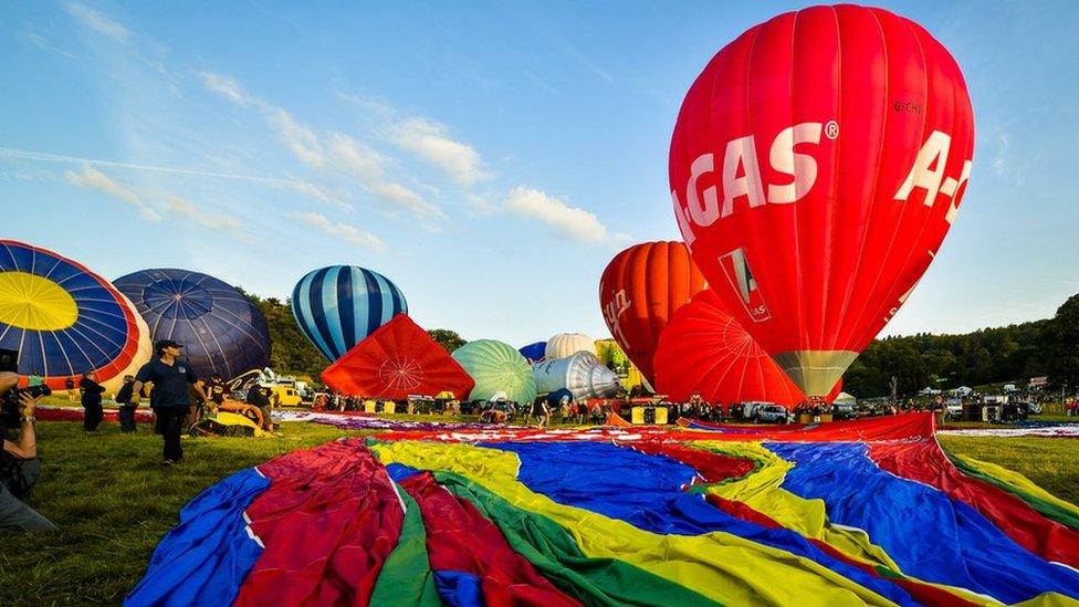 Balloons preparing to be inflated