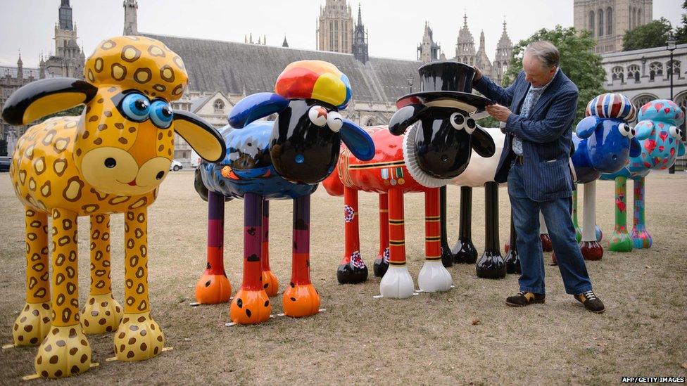 Nick Park and Shaun the Sheep sculptures