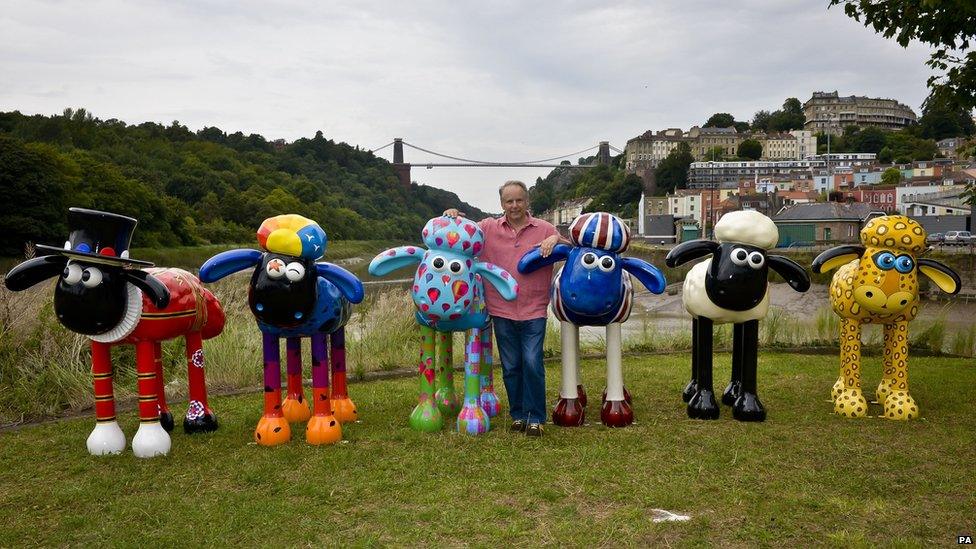 Nick Park and Shaun the Sheep sculptures