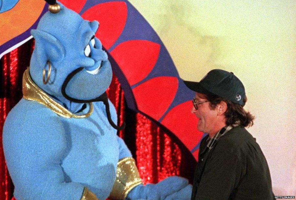 Robin Williams with Aladdin genie