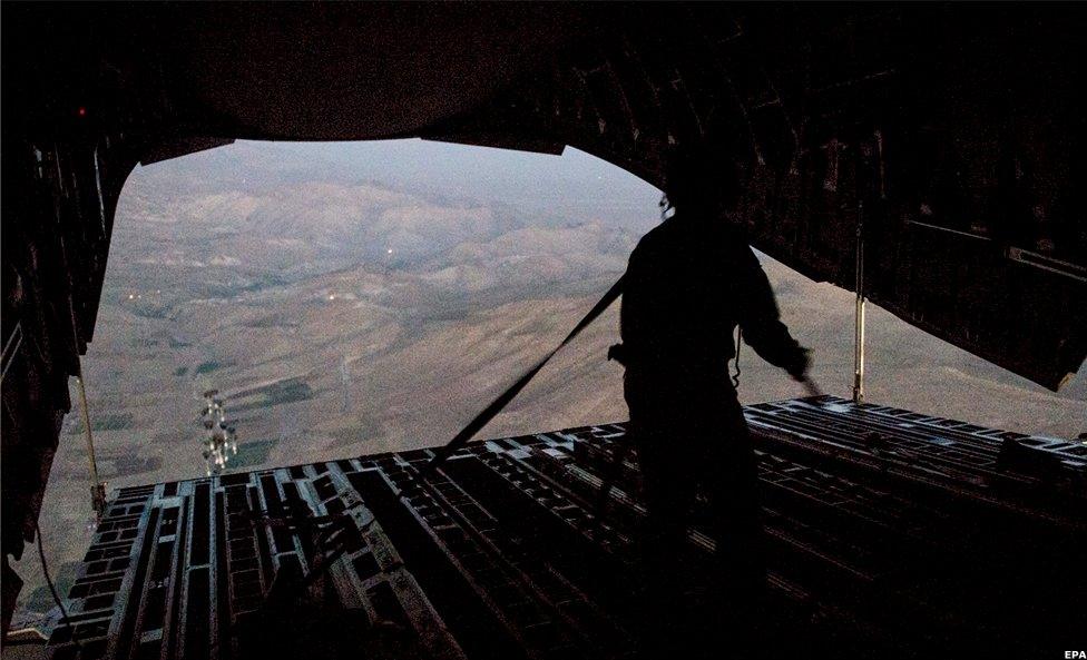 US military aid drop over Mount Sinjar