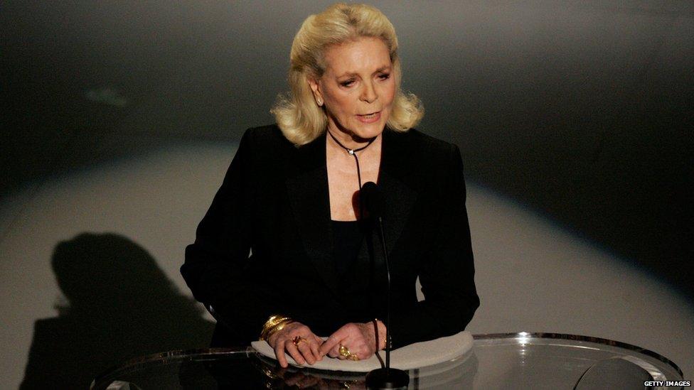 File photo: Actress Lauren Bacall speaks on stage during the 78th Annual Academy Awards in Hollywood, California, 5 March 2006