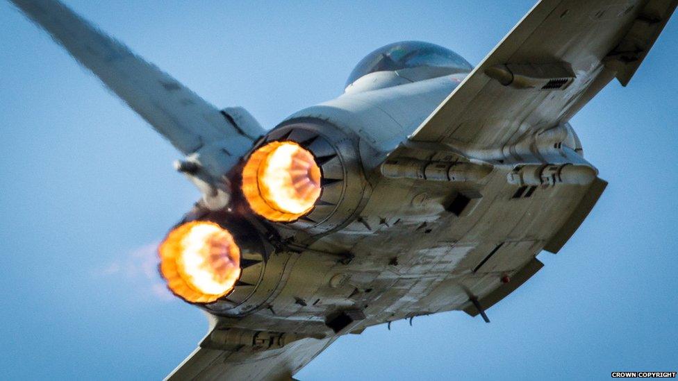 RAF Typhoon in full afterburn