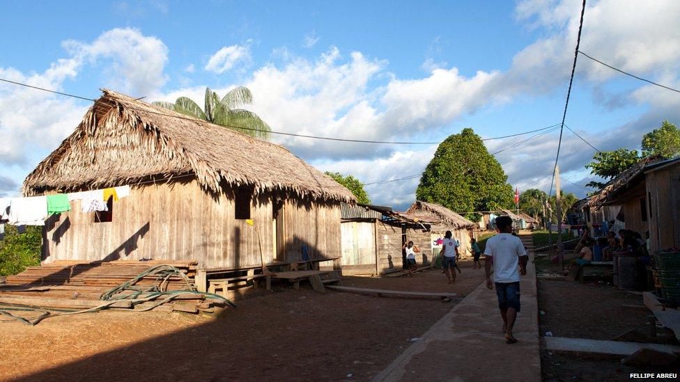 Nueva Esperanza village on the shores of the Yavari Mirim river on 30 March 2013.