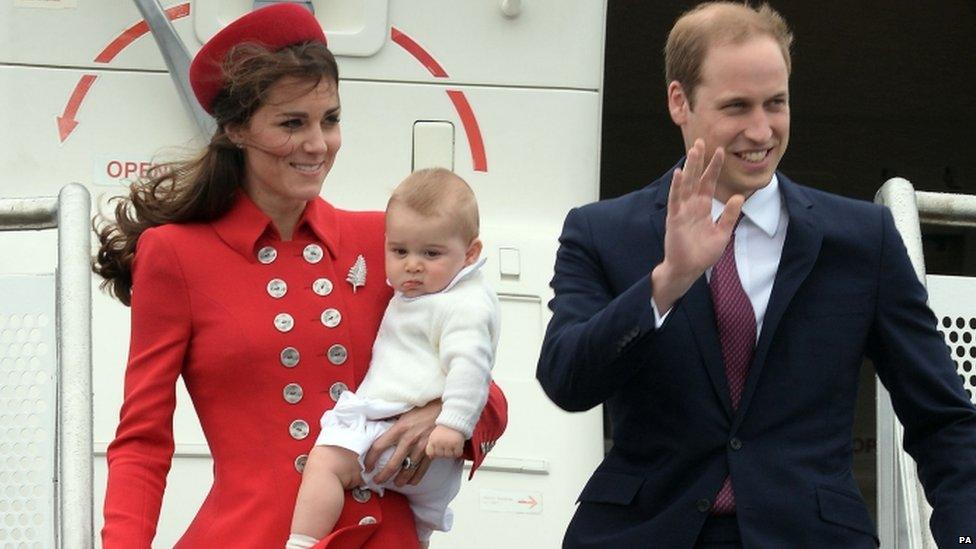 Prince William, the Duchess of Cambridge and Prince George visiting New Zealand