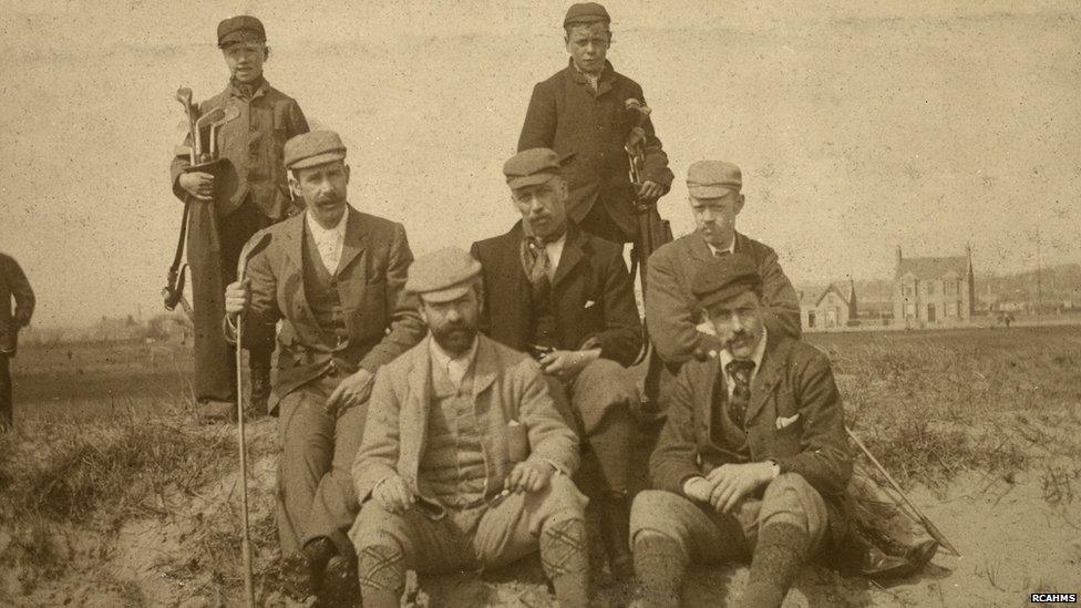 Group of golfers on Carnoustie Championship Course in 1895