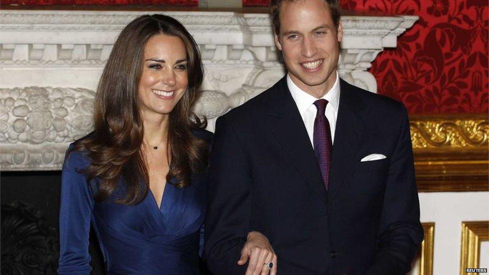 Prince William and Kate Middleton announcing their engagement