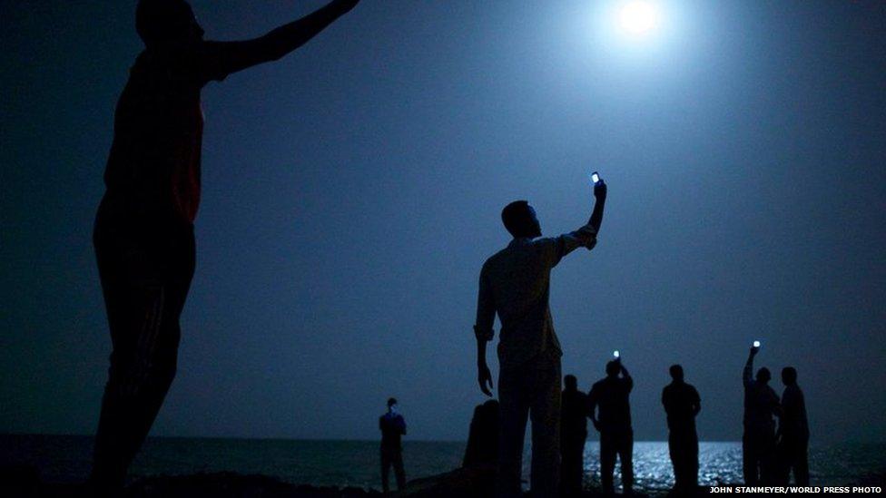 African migrants on the shore of Djibouti city