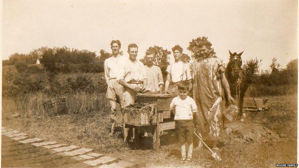 Family with bricks