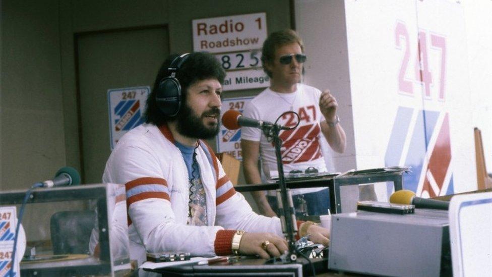 Dave Lee Travis at the Radio 1 Roadshow in Eastbourne, 1977