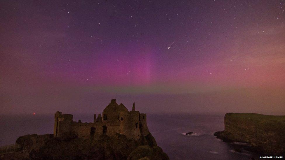 Dunluce Castle northern lights