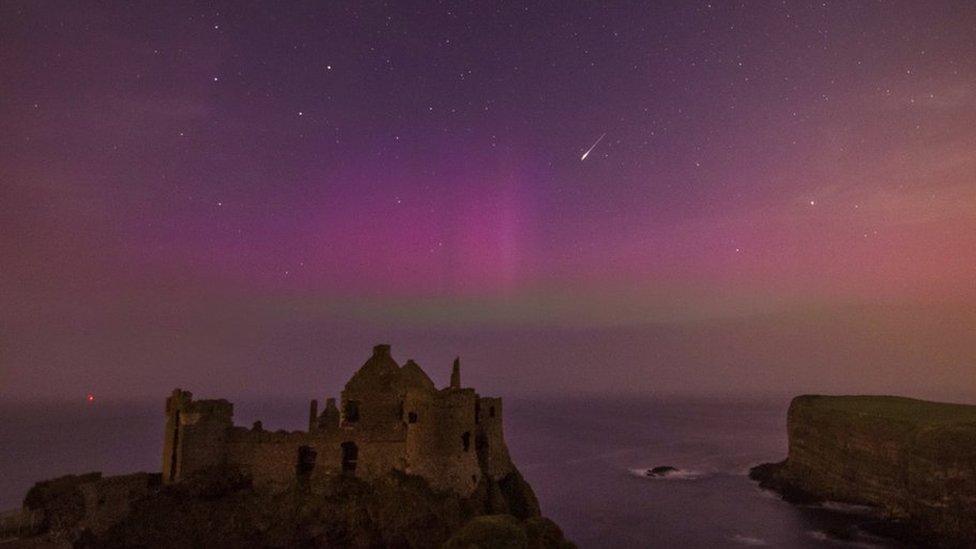 Dunluce Castle northern lights