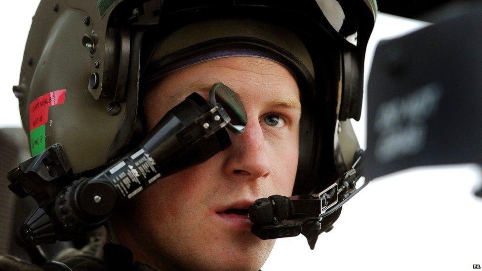 Prince Harry wears his monocle gun sight as he sits in the front seat of his cockpit where he is serving as an Apache Helicopter Pilot/Gunner with 662 Sqd Army Air Corps, at the British controlled flight-line in Camp Bastion southern Afghanistan.