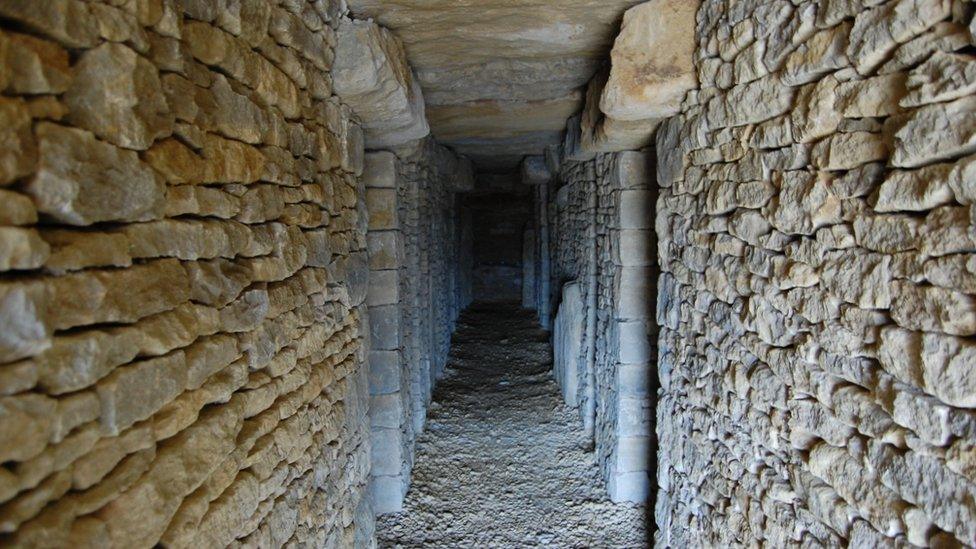 Inside the All Cannings long barrow