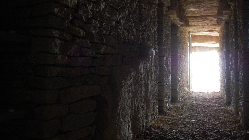 Inside the All Cannings long barrow