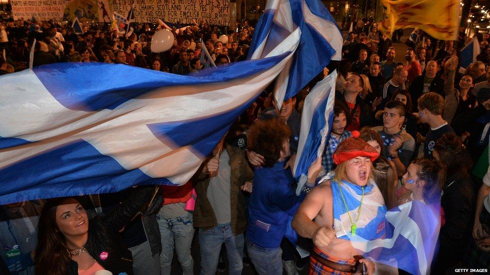 'Yes' supporters in Glasgow's George Square