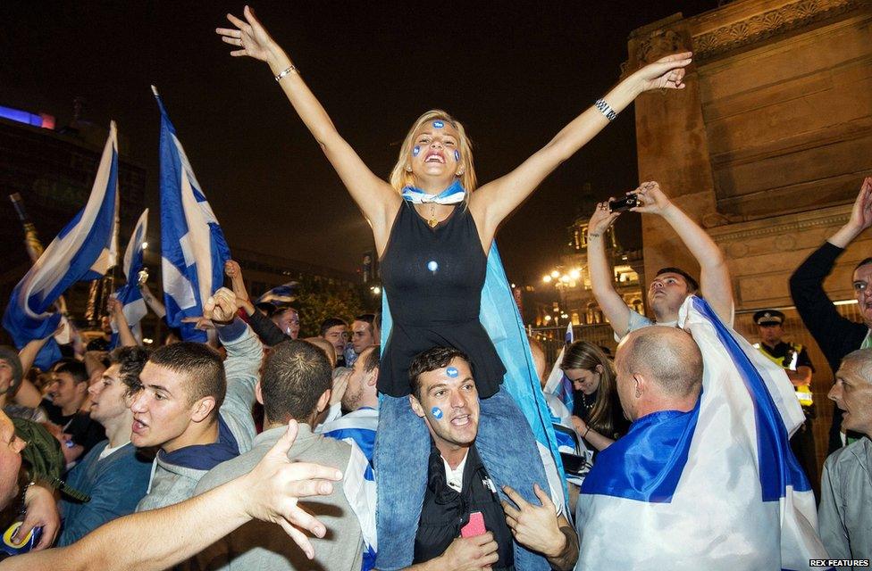 "Yes" supporters in George Square Scottish Independence Referendum, George Square, Glasgow