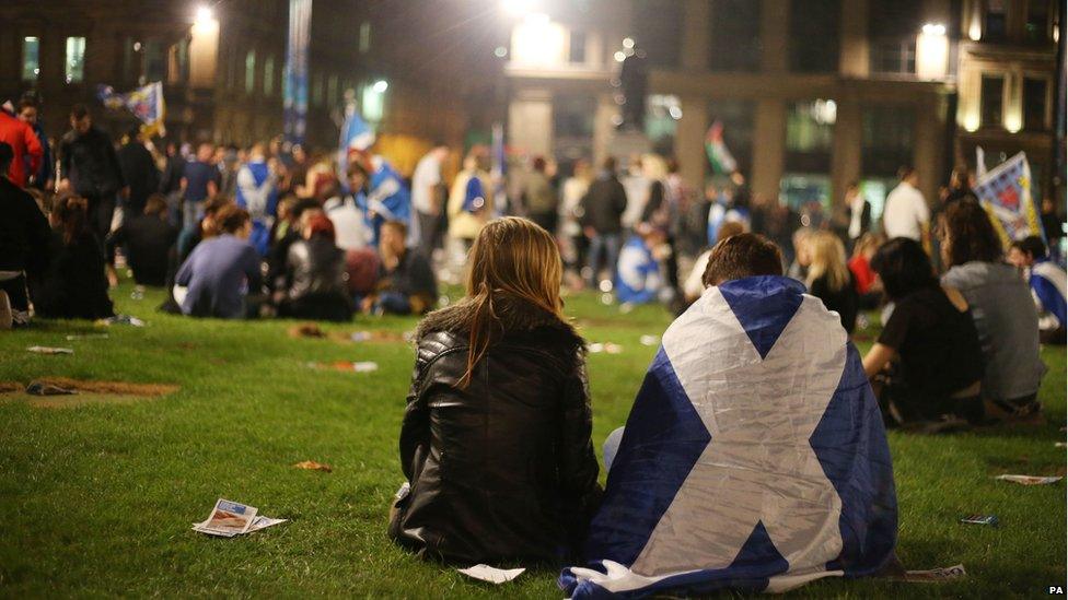 'Yes' supporters in Glasgow's George Square