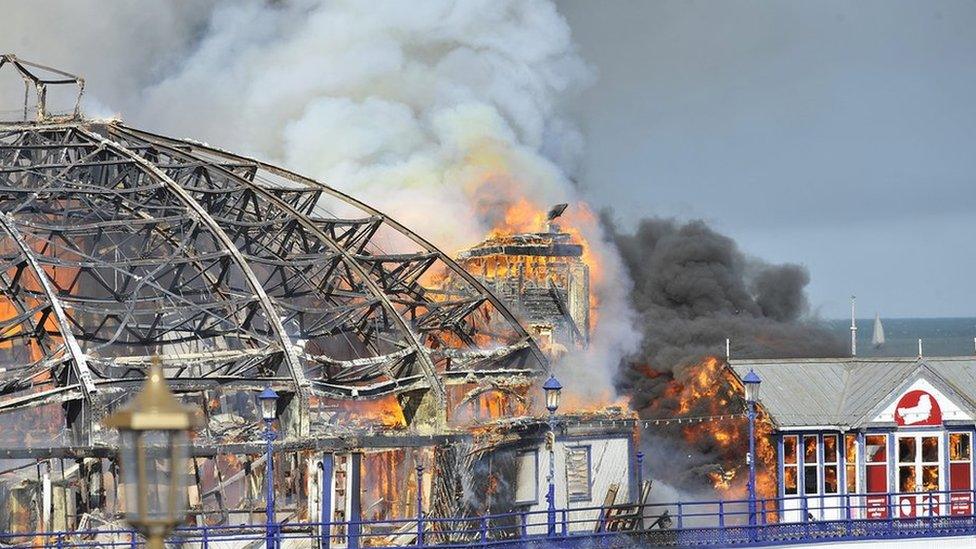Eastbourne pier on fire