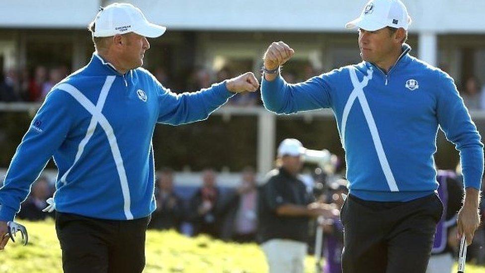 Jamie Donaldson and Lee Westwood at the Ryder Cup