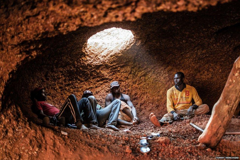 Miners inside tunnel