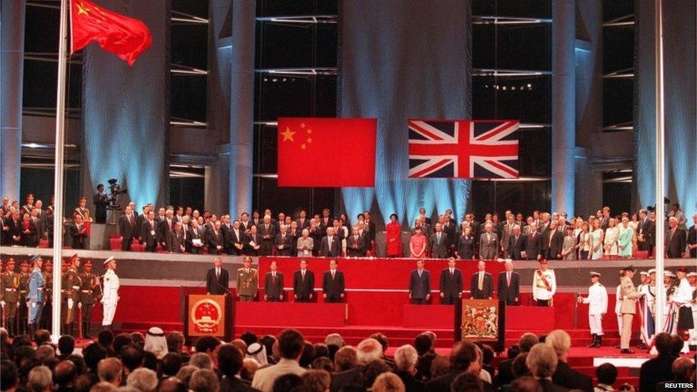 Handover ceremony in Hong Kong (1 July 1997)