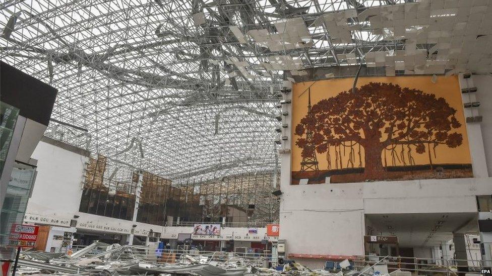 A general view of the damaged Vishakapatnam airport after cyclone Hudhud’s land fall in the Indian state of Andhra Pradesh, India on 13 October 2014