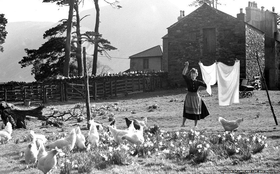 Woman with chickens