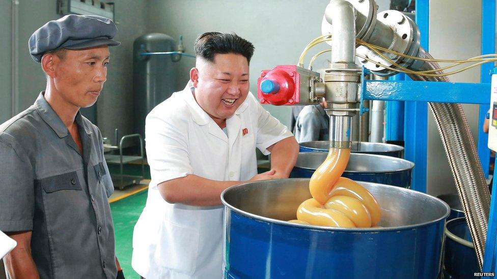 Kim Jong-un in a factory