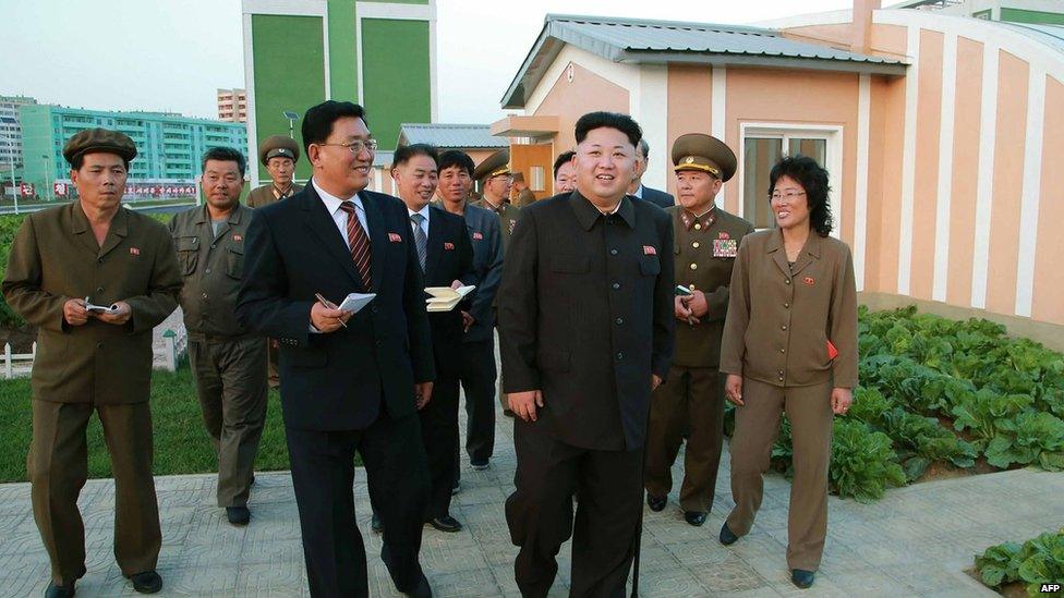 Kim Jong-un with advisors