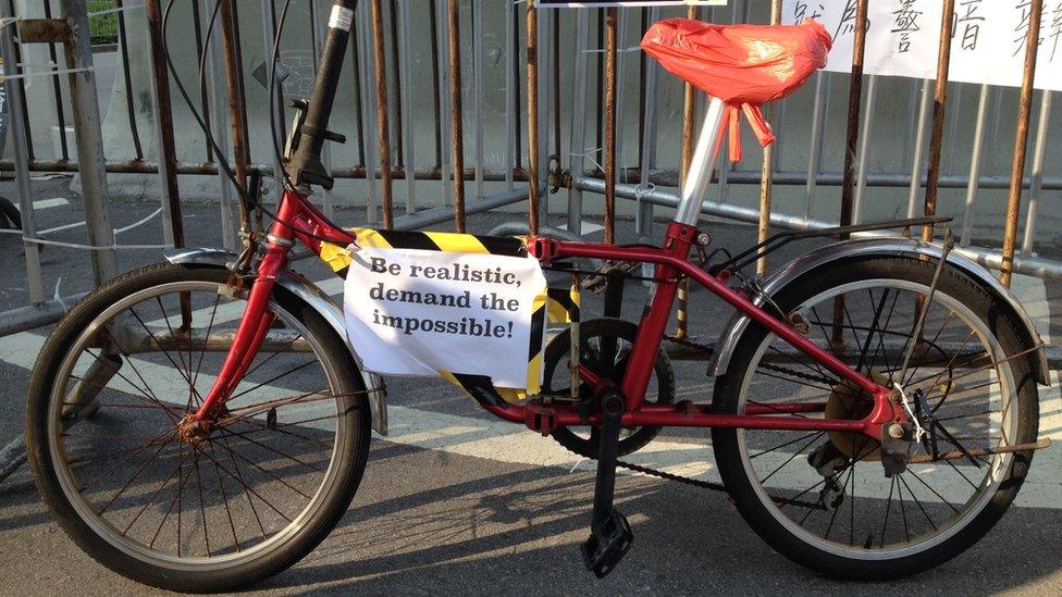 A bike with a slogan