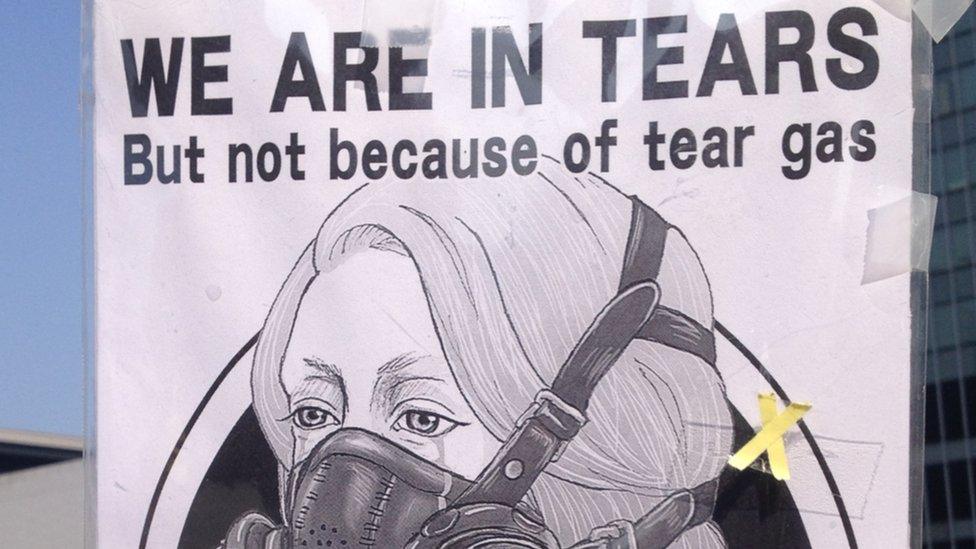 Tear gas slogan