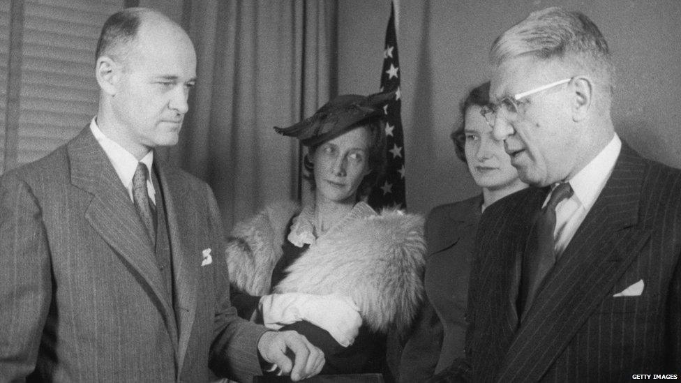 George F. Kennan is sworn in as American ambassador to the Soviet Union in 1952