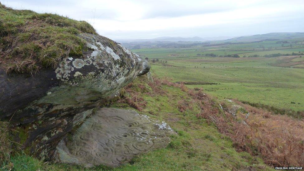 Prehistoric abstract rock carvings, created in the Neolithic and early Bronze Age in the North East of England.