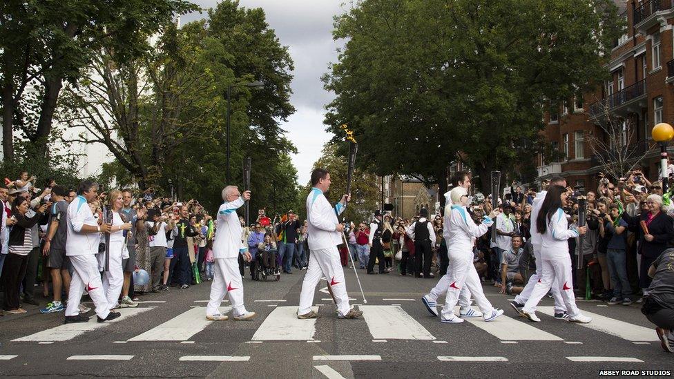 Paralympic torch on the Abbey Road crossing