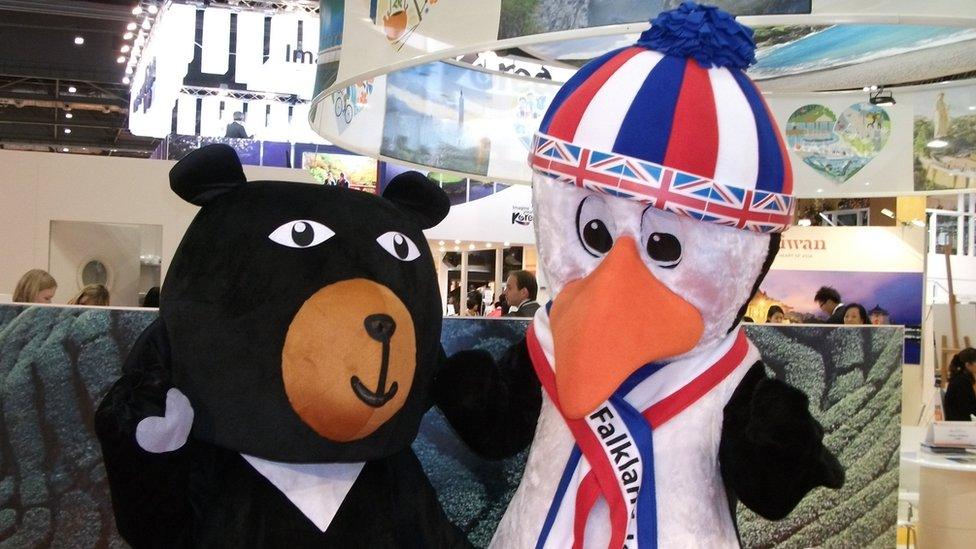 Taiwanese and Falkland Islands mascots