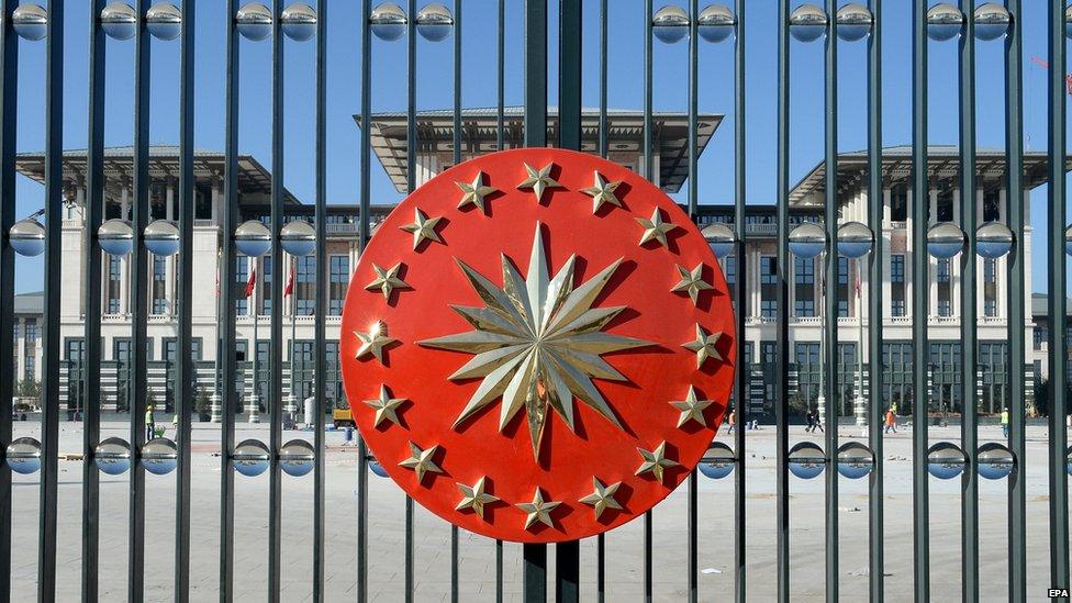 The outer gates at the presidential palace