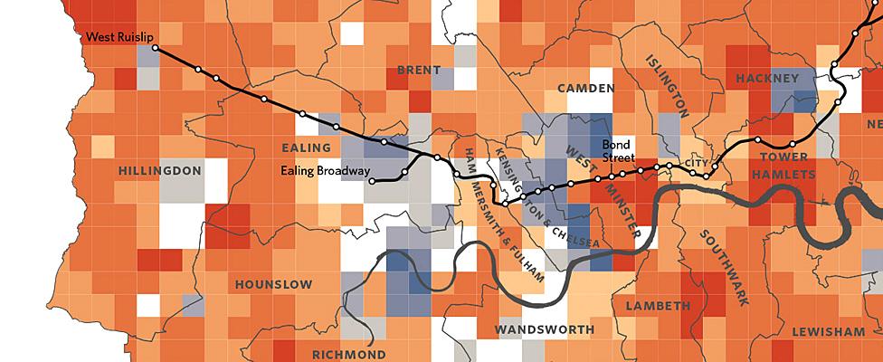 Changes in median monthly rent in London (Jan-Apr 2013-14) (source: nestoria.co.uk)