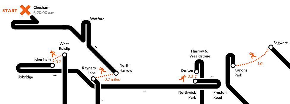 Tube challenge map (excerpt) (source: Art on the Underground, Transport for London)