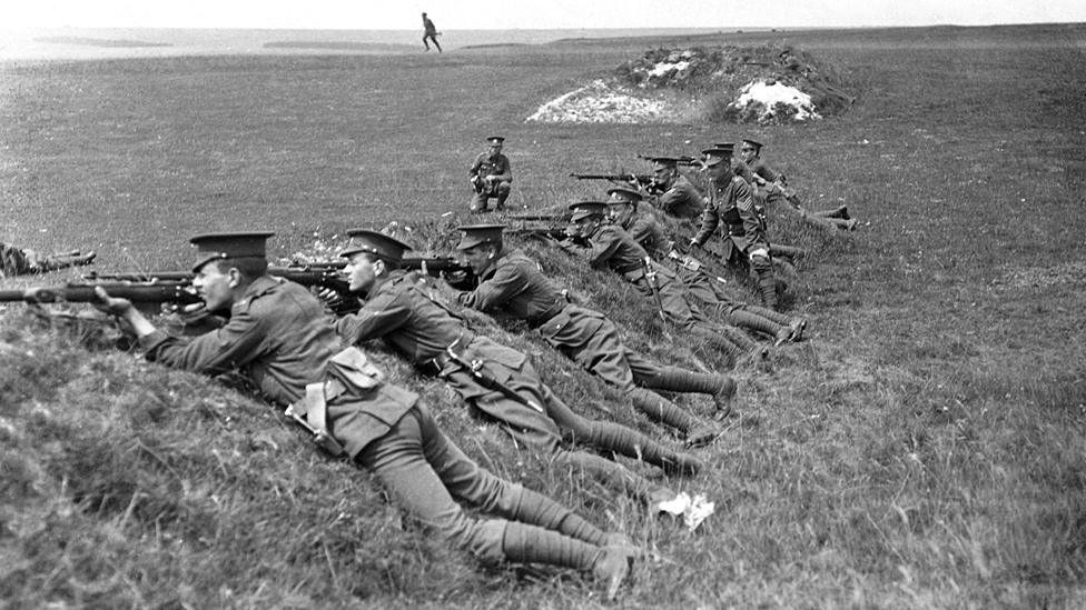 Soldiers training on Salisbury Plain in WW1