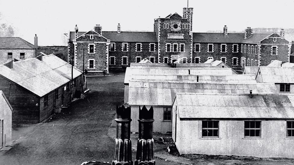 Military huts at Pendennis Castle in WW1