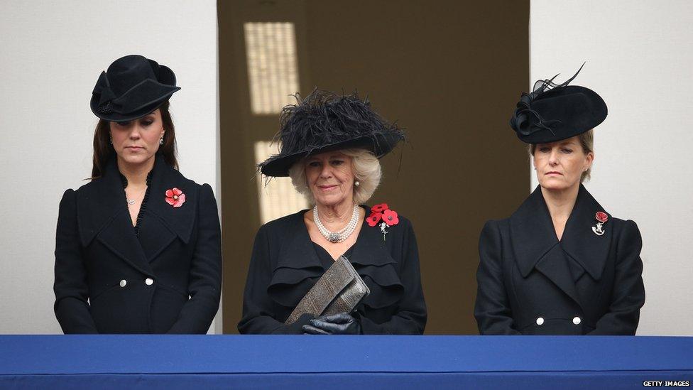 Catherine, Duchess of Cambridge, Camilla, Duchess of Cornwall, and Sophie, Countess of Wessex