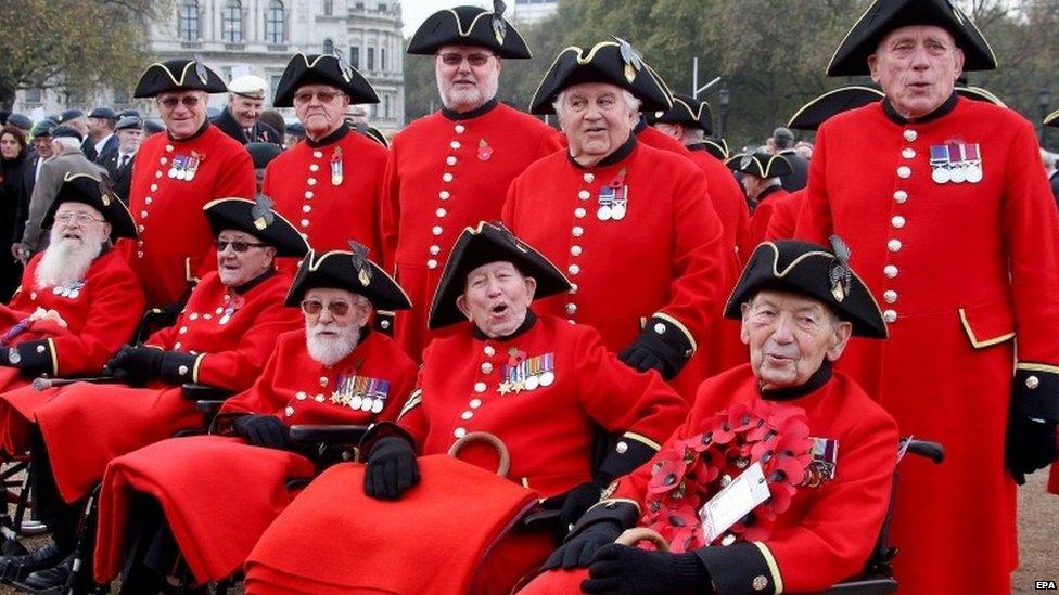 Royal Hospital Veterans at Remembrance Sunday service in London