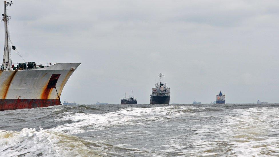 Vessels pictured off Lagos, Nigeria