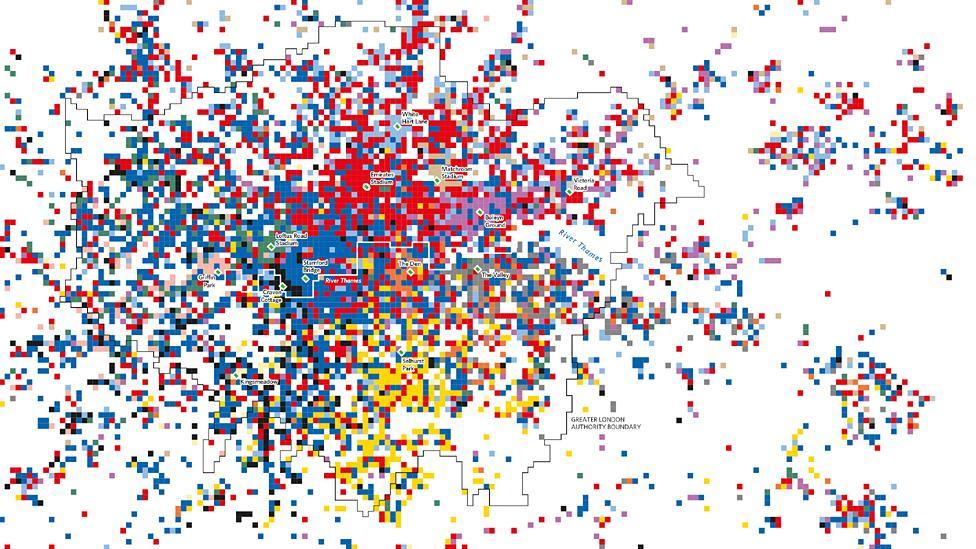 London's football clubs by popularity on Twitter (Aug 2013 - May 2014) (source: Twitter, Guy Lansley and Muhammad Adnan from UCL)