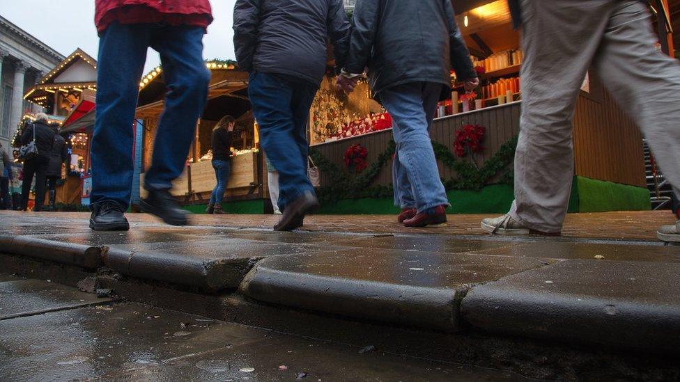 Cracked pavements in Victoria Square