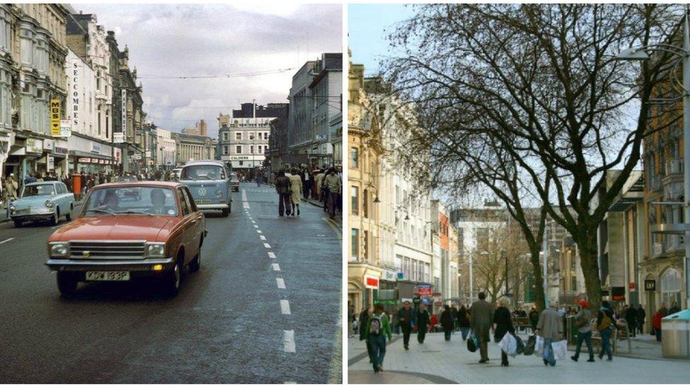 A'r Stryd fawr? Heol y Frenhines, Caerdydd